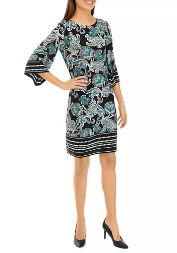 1PC  3/4 Sleeve Dress Teal - Sandra Darren