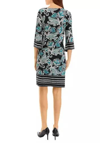 1PC  3/4 Sleeve Dress Teal - Sandra Darren