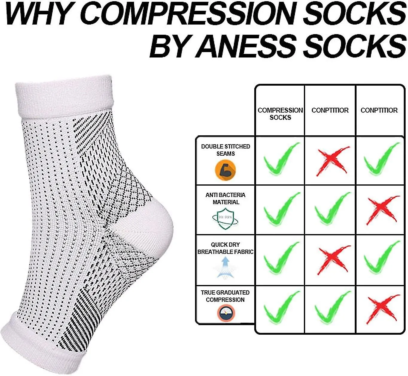 5 Pairs Soothe Socks For Neuropathy Pain Relief At Bedtime Soothe Socks Fatigue Compression Foot Sleeve Support Brace Sock