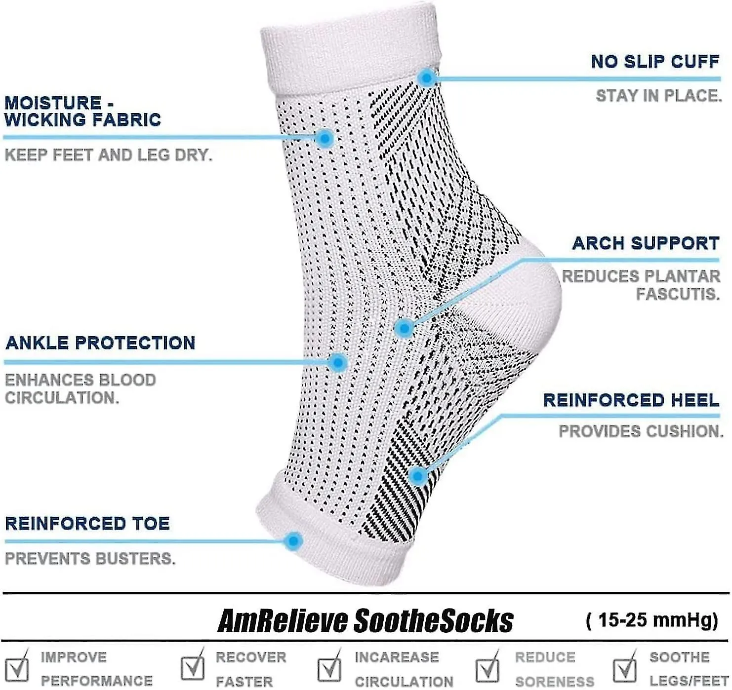 5 Pairs Soothe Socks For Neuropathy Pain Relief At Bedtime Soothe Socks Fatigue Compression Foot Sleeve Support Brace Sock