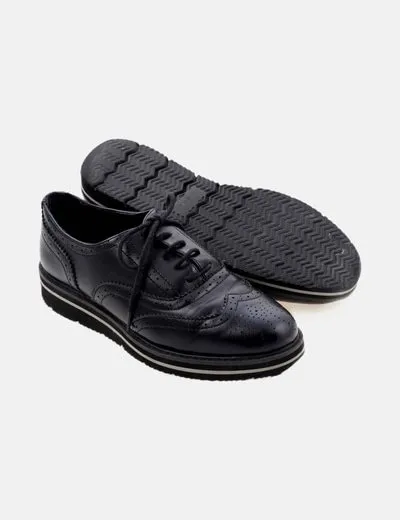 Anna Field Zapato oxford negro troquelado