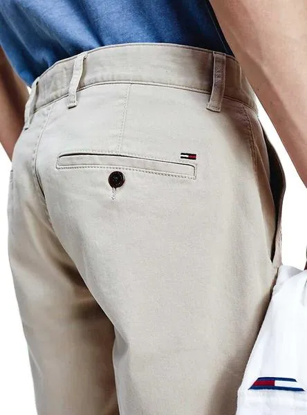 bermudas tommy jeans essential chino piedra