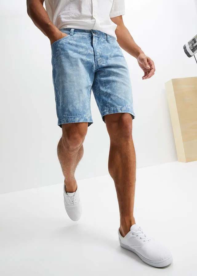 Bermudas vaqueras de corte holgado Azul claro denim estampado