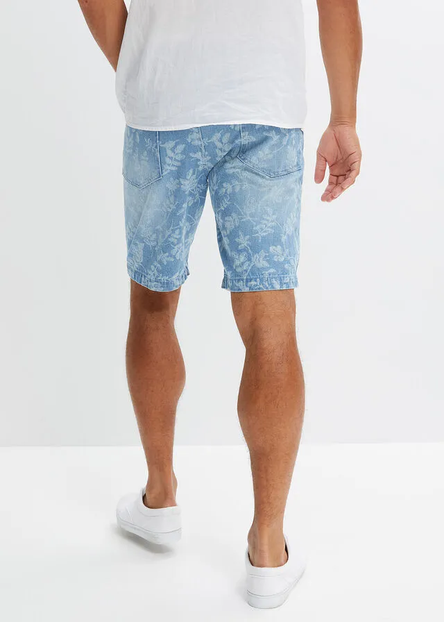 Bermudas vaqueras de corte holgado Azul claro denim estampado