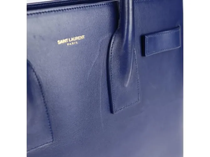 Bolso de cuero azul Saint Laurent 