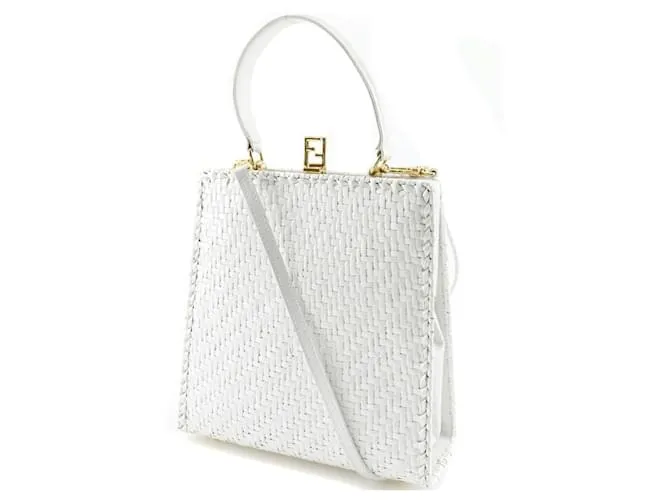 Bolso de cuero blanco Fendi 