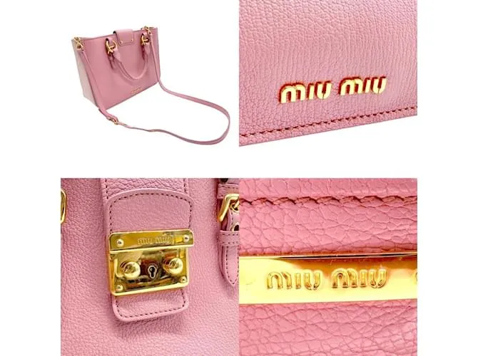 Bolso de cuero rosa Miu Miu 