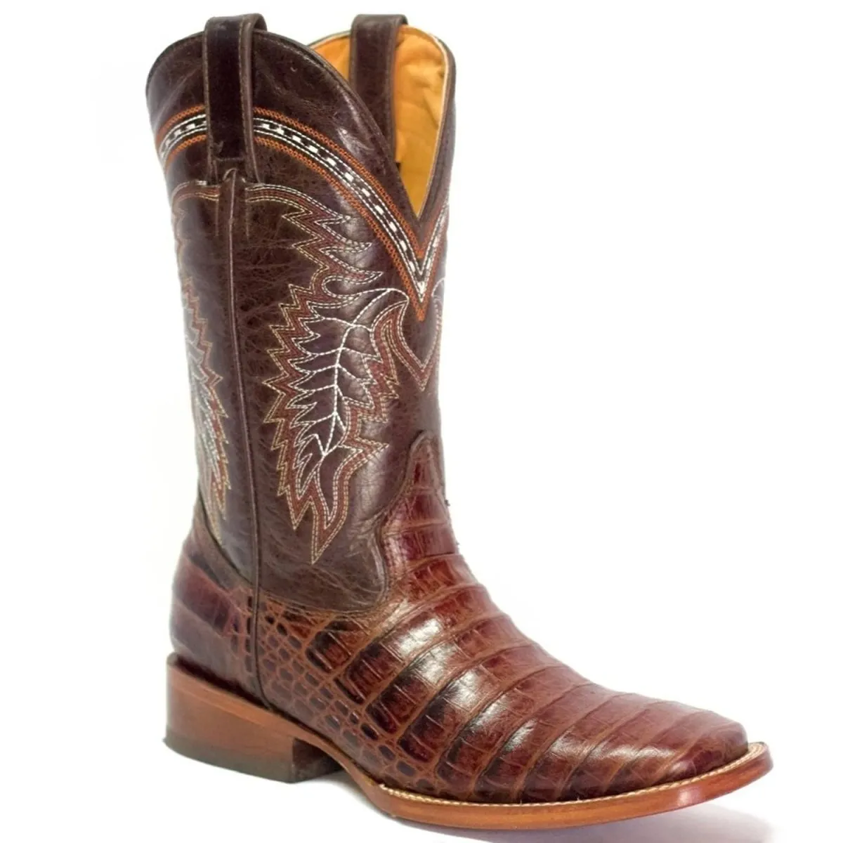 Botas de Cocodrilo Grabado Horma Rodeo Cuadrada Color Cherry DIE-722CHE