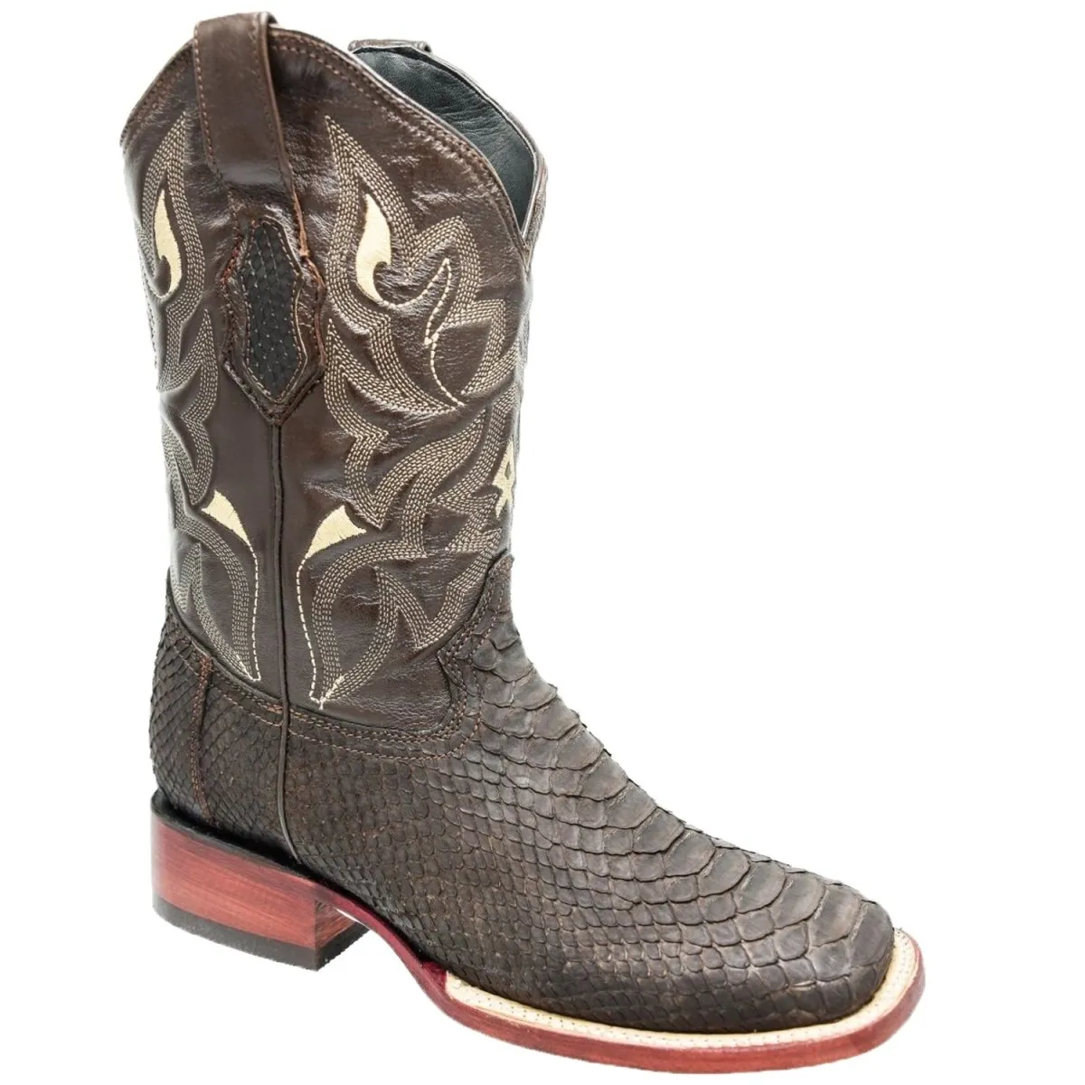 Botas de Piton Original Horma Rodeo Cuadrada Color Cafe WD-265