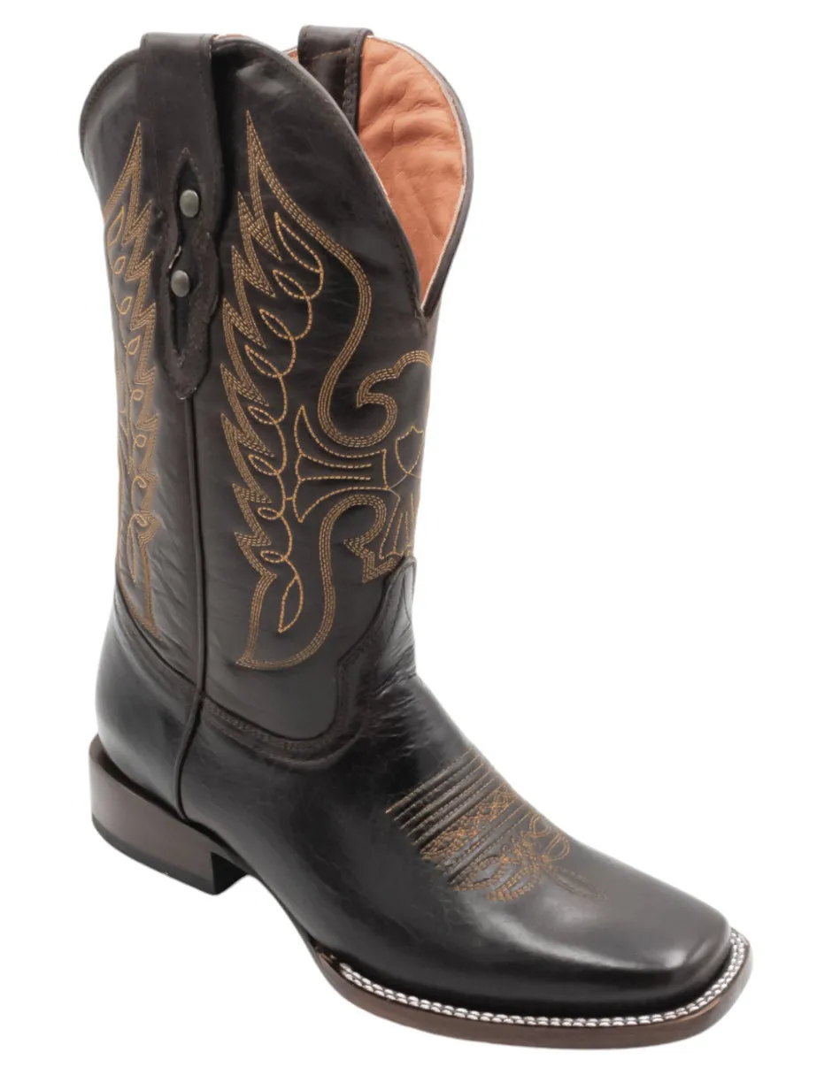 Botas tipo western  en  Piel - Café