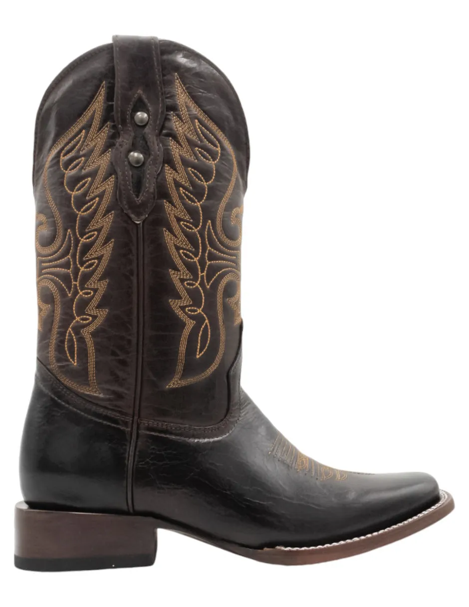 Botas tipo western  en  Piel - Café