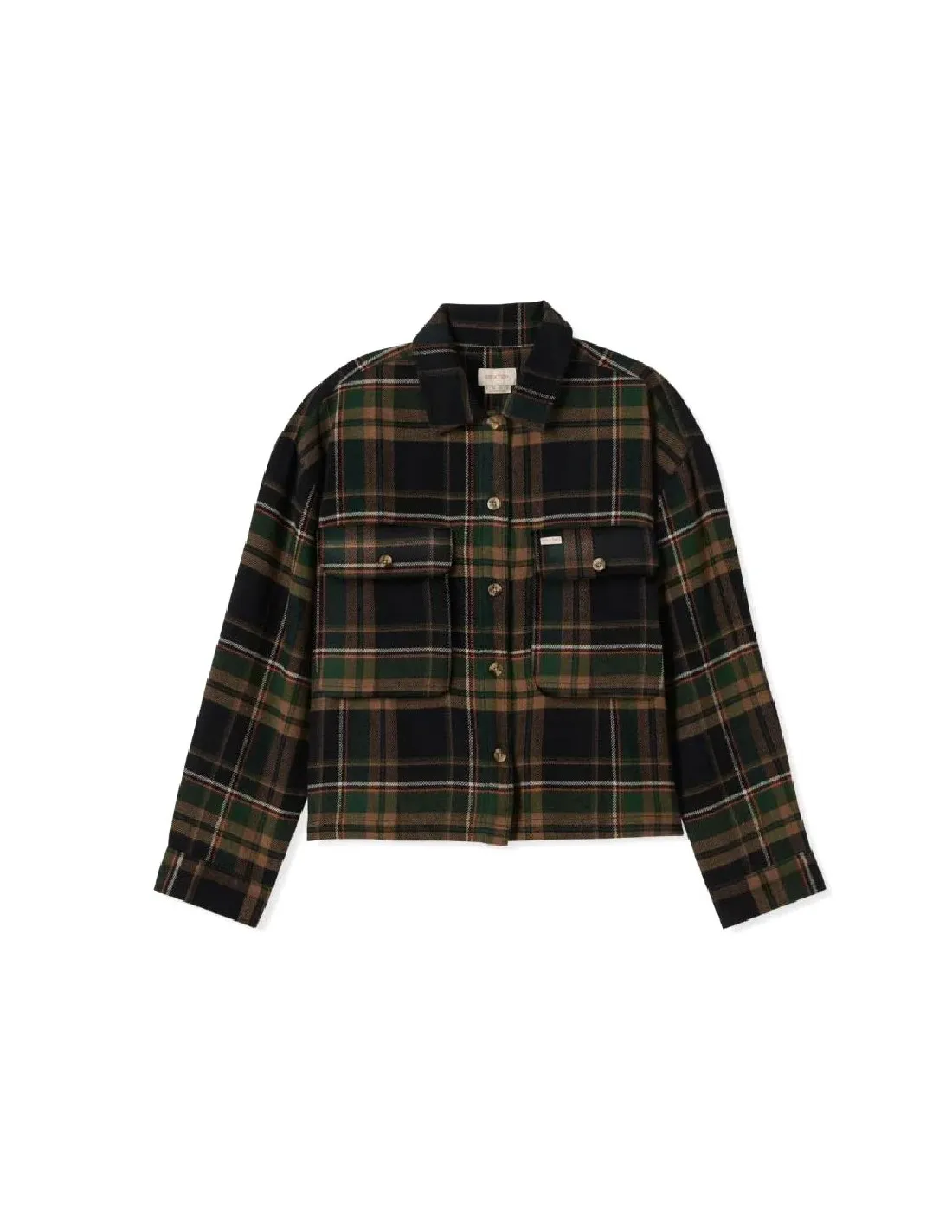 BRIXTON BOWERY W L/S FLANNEL BLACK/PINE NEEDLE