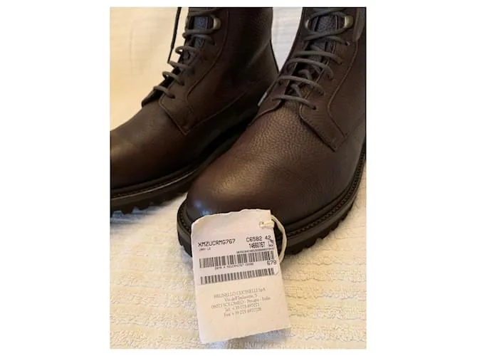 Brunello Cucinelli Botas de invierno de piel de ciervo Castaño 