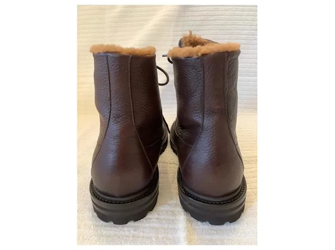 Brunello Cucinelli Botas de invierno de piel de ciervo Castaño 