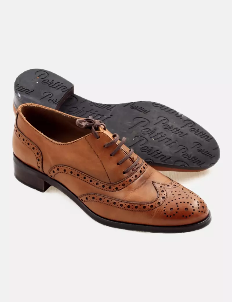 CALZADOS LA PALMA Zapato oxford marrón troquelado