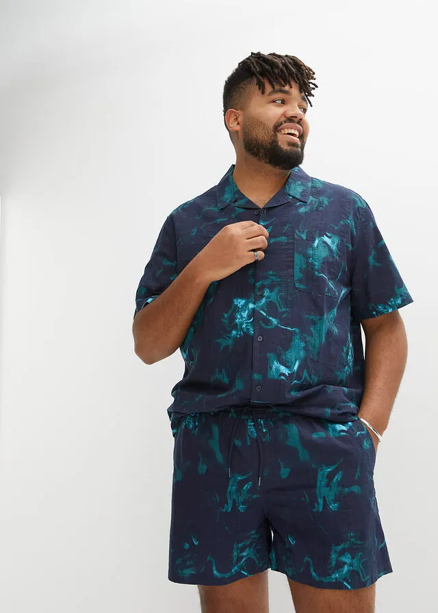 Camisa de manga corta Azul marino estampado