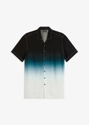 Camisa de manga corta blanco-negro-azul petróleo mate