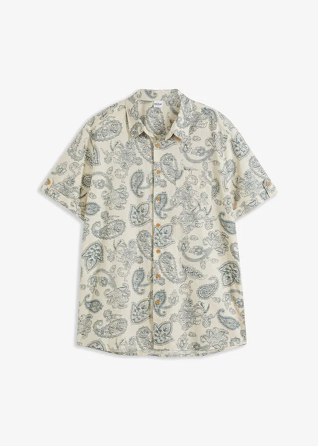 Camisa de manga corta gris guijarro-verde