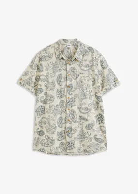 Camisa de manga corta gris guijarro-verde