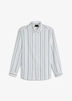 Camisa de manga larga Blanco-gris plata de rayas verticales