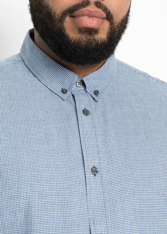 Camisa de vestir, de manga larga (2 unidades) Gris oscuro + azul/blanco estampado