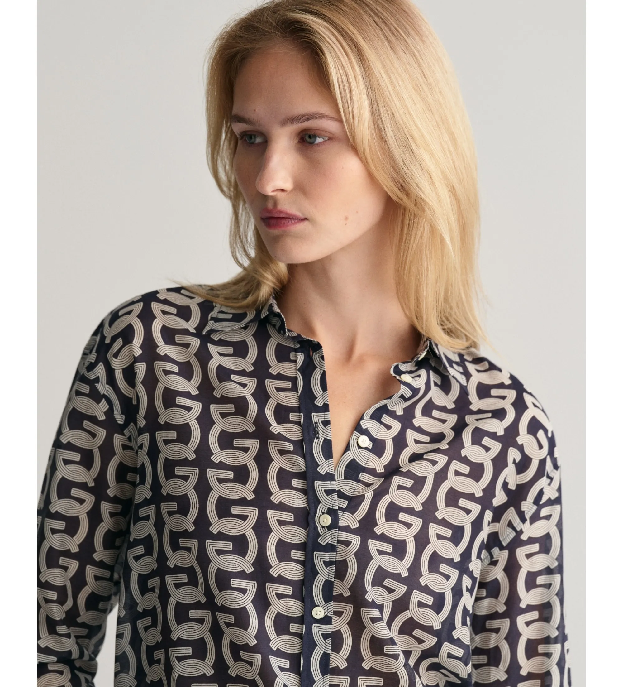 Camisa Relaxed Fit Patterned marino