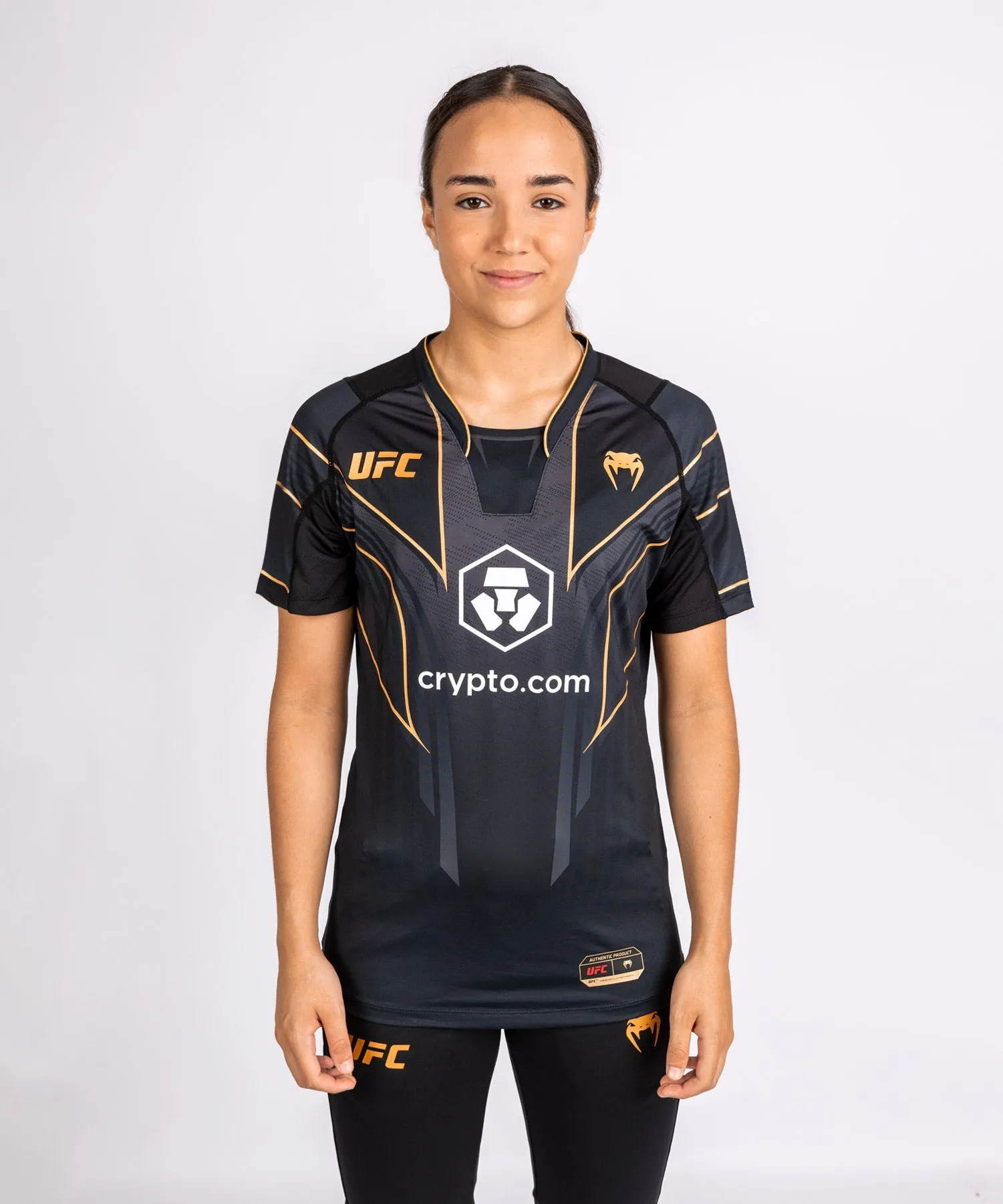 Camiseta auténtica personalizada UFC Venum Fight Night 2.0 para mujer - Campeón