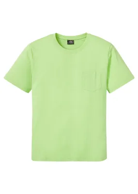 Camiseta de algodón orgánico con bolsillo en el pecho Verde apio