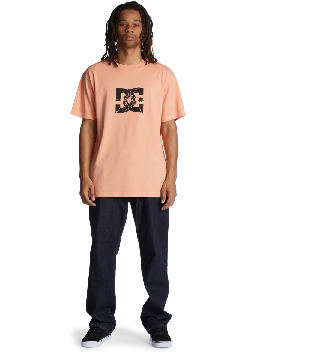 Camiseta de hombre  DC manga corta DC SHATTER Papaya Punch Enzyme Wash REF-ADYZT05234 SHATTER (MFQW) rosa salmón