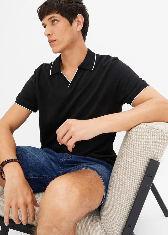 Camiseta de tipo polo Negro-blanco