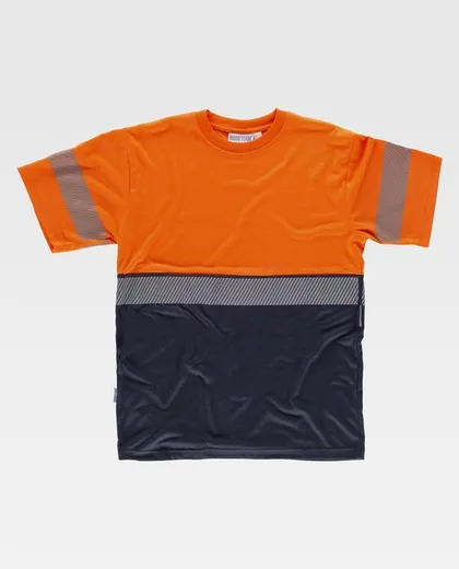 Camiseta manga corta combinada Marino Naranja