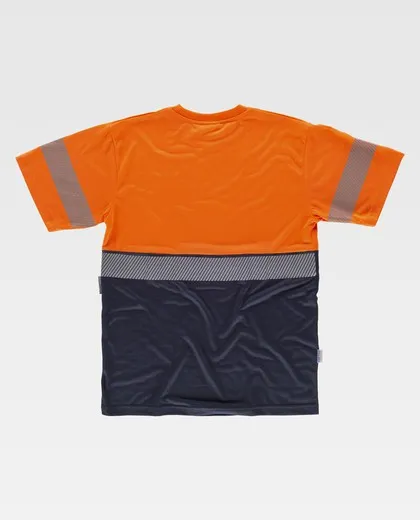 Camiseta manga corta combinada Marino Naranja