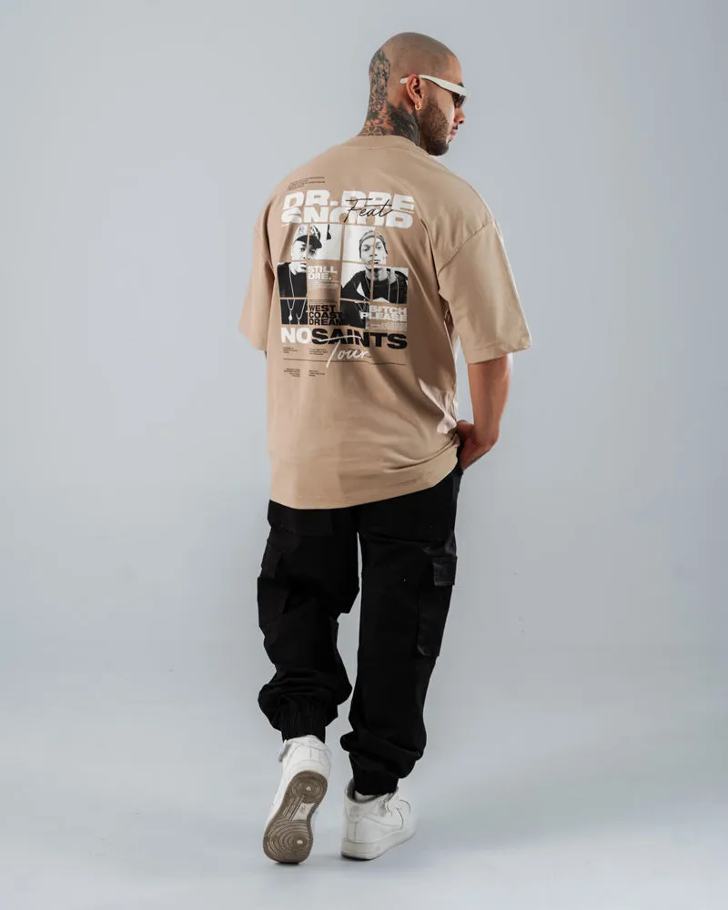 Camiseta Para Hombre Oversize Taupé Trap Snoop