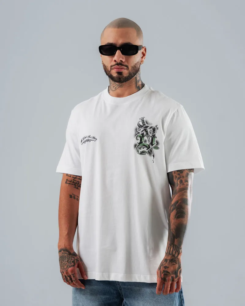 Camiseta Para Hombre Regular Blanca Dynamo Daga