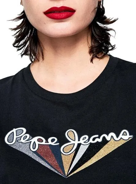 camiseta pepe jeans brioni negro para mujer