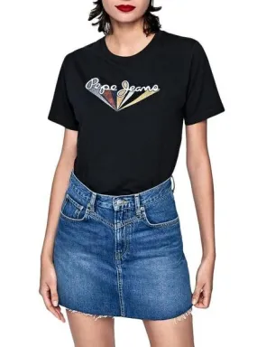 camiseta pepe jeans brioni negro para mujer