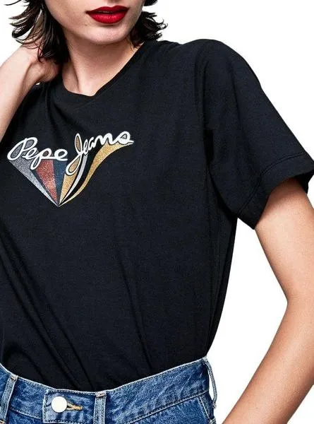 camiseta pepe jeans brioni negro para mujer