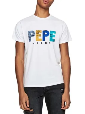 camiseta pepe jeans edison blanco para hombre