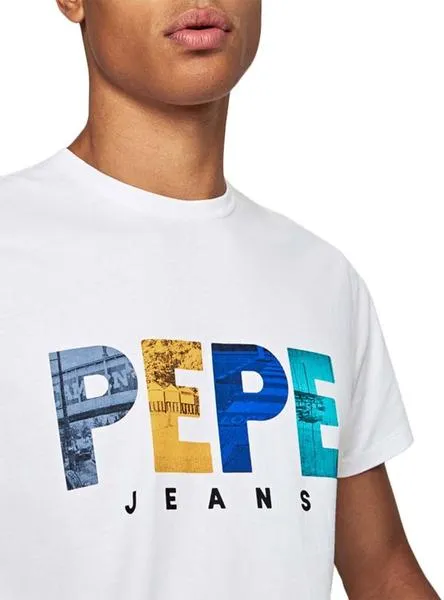 camiseta pepe jeans edison blanco para hombre