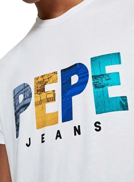 camiseta pepe jeans edison blanco para hombre