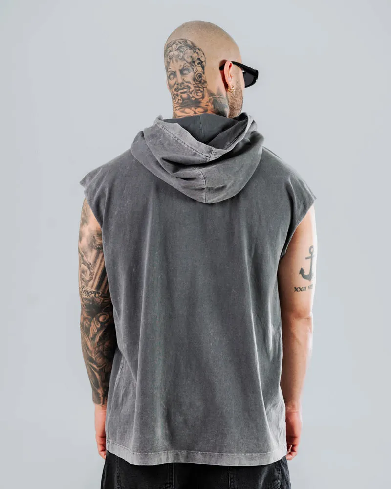 Camiseta Sin Mangas Para Hombre Gris Capucha