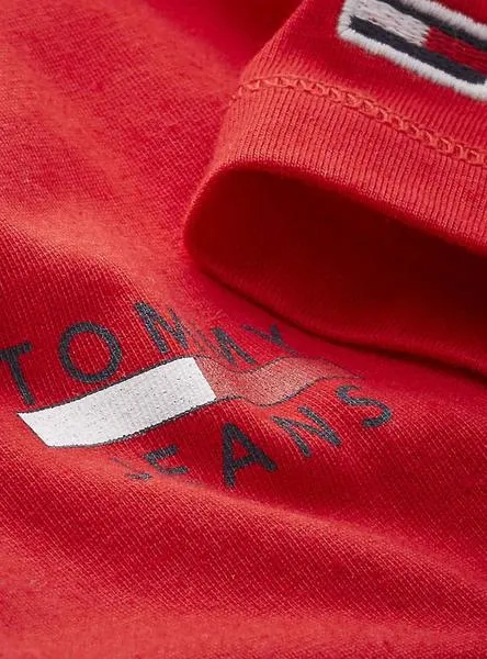 camiseta tommy jeans chest logo rojo para hombre