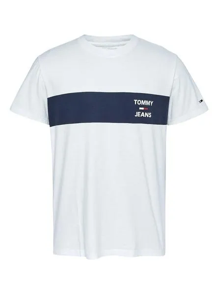 camiseta tommy jeans chest stripe blanco hombre