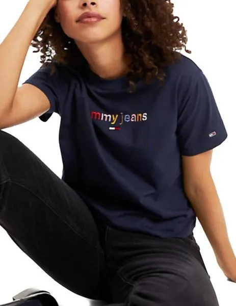 camiseta tommy jeans logo multicolor marino