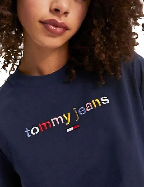 camiseta tommy jeans logo multicolor marino