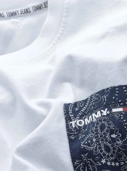 camiseta tommy jeans pocket blanco para hombre