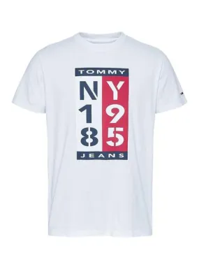 camiseta tommy jeans vertical logo blanco hombre