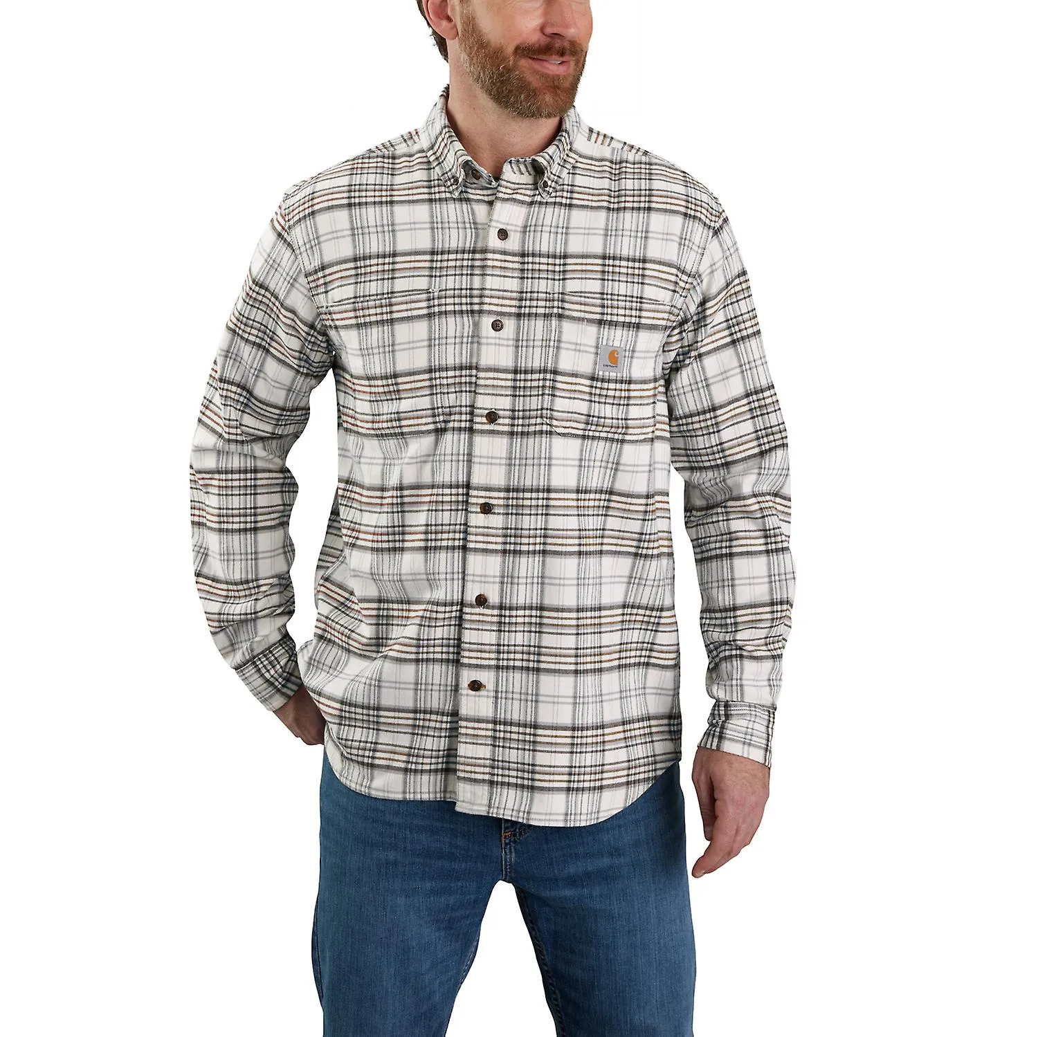 Carhartt Camisa de manga larga para hombres Camisa de franela de peso medio L / S camisa a cuadros