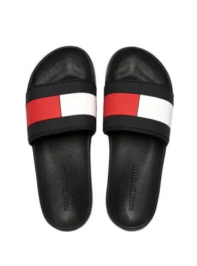 chanclas tommy jeans essential flag negro