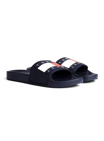 chanclas tommy jeans flag azul para mujer